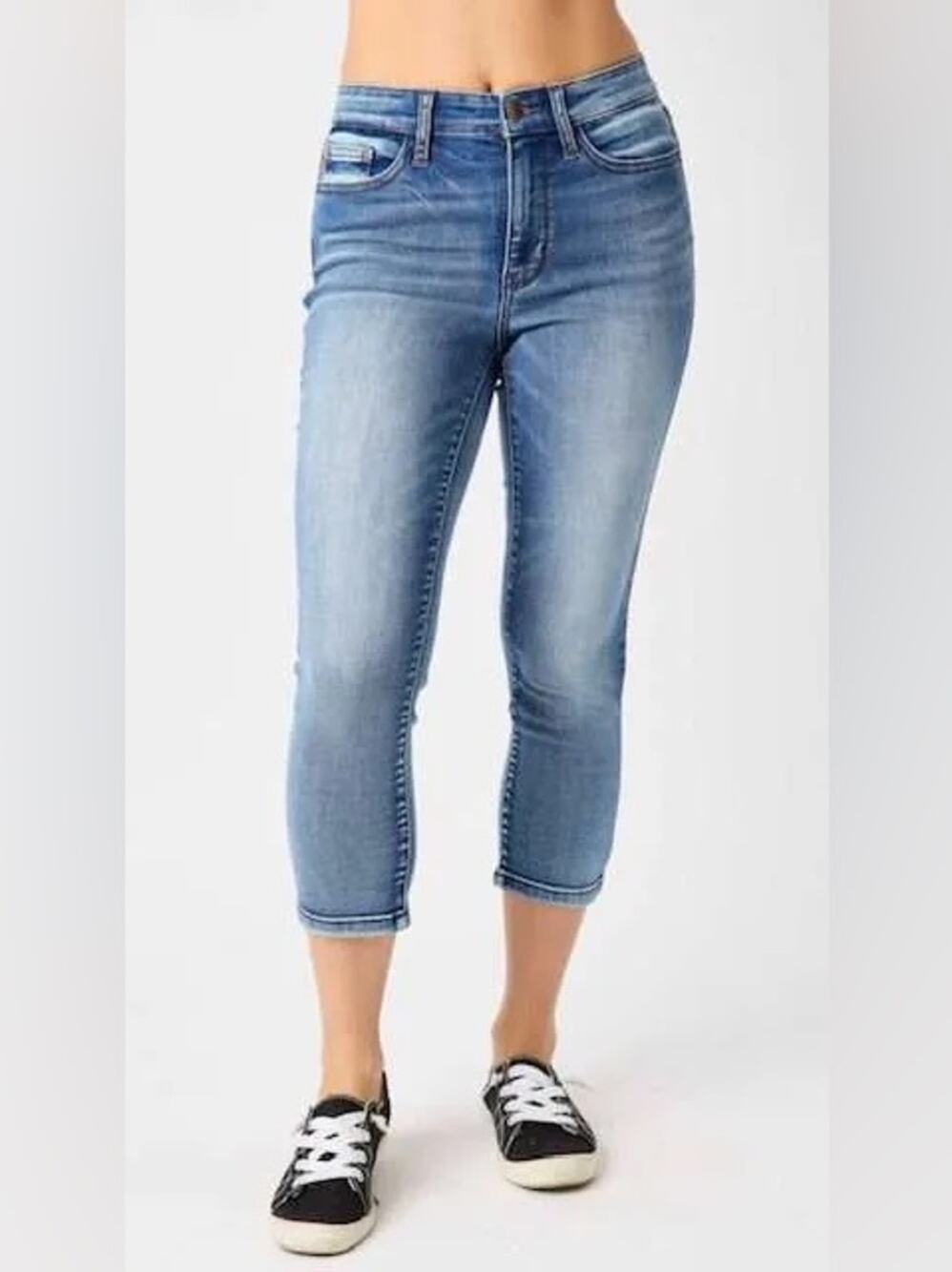 Judy Blue Mid Rise Skinny Fit Capri Jean Denim Capri 18W JB72114MD-PL